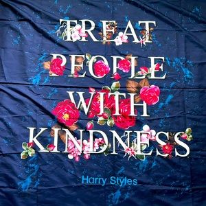 Harry Styles TREAT PEOPLE WITH KINDNESS banner and packaged air fresheners